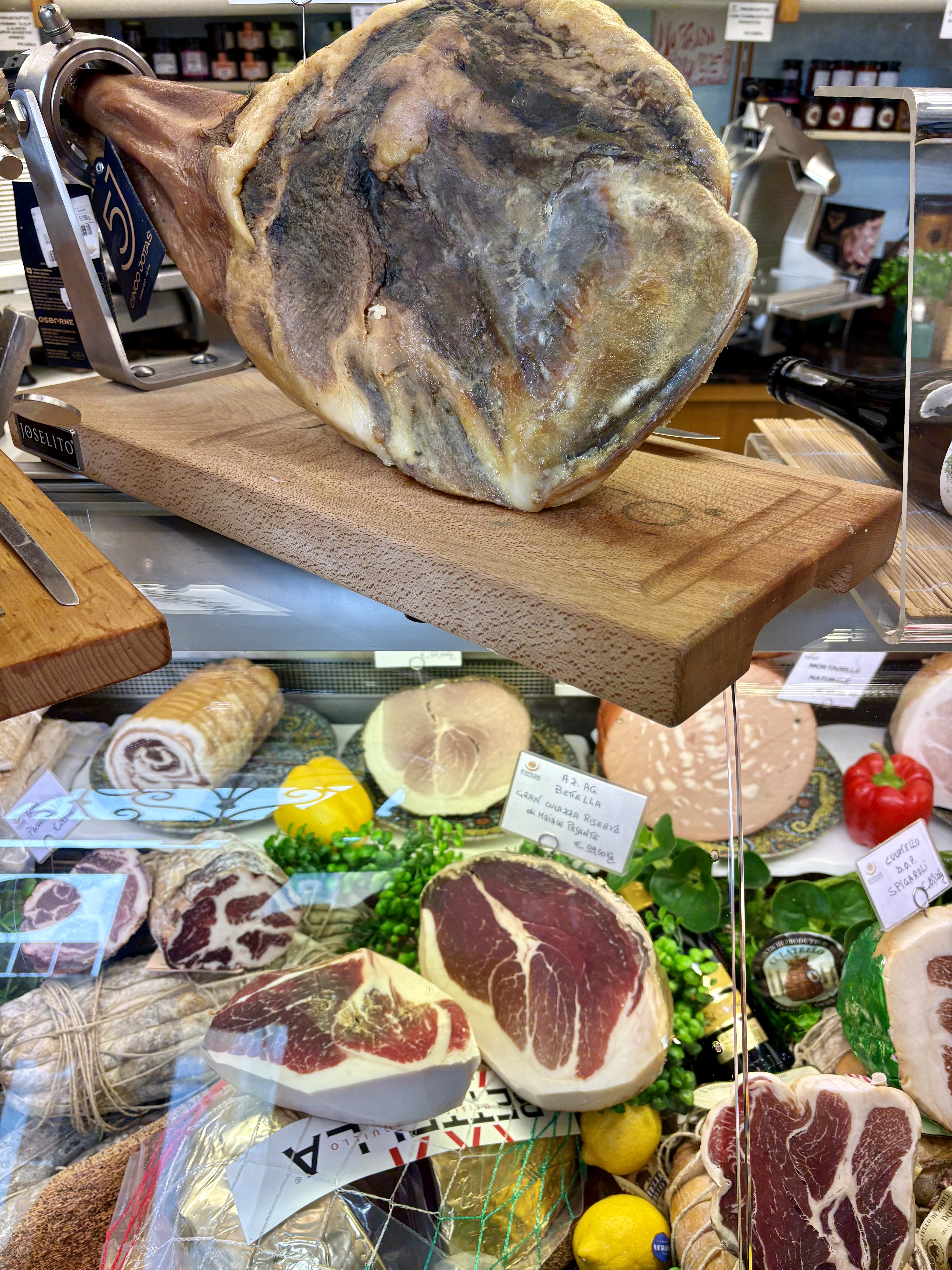 Local salumeria with culatello and cured meats